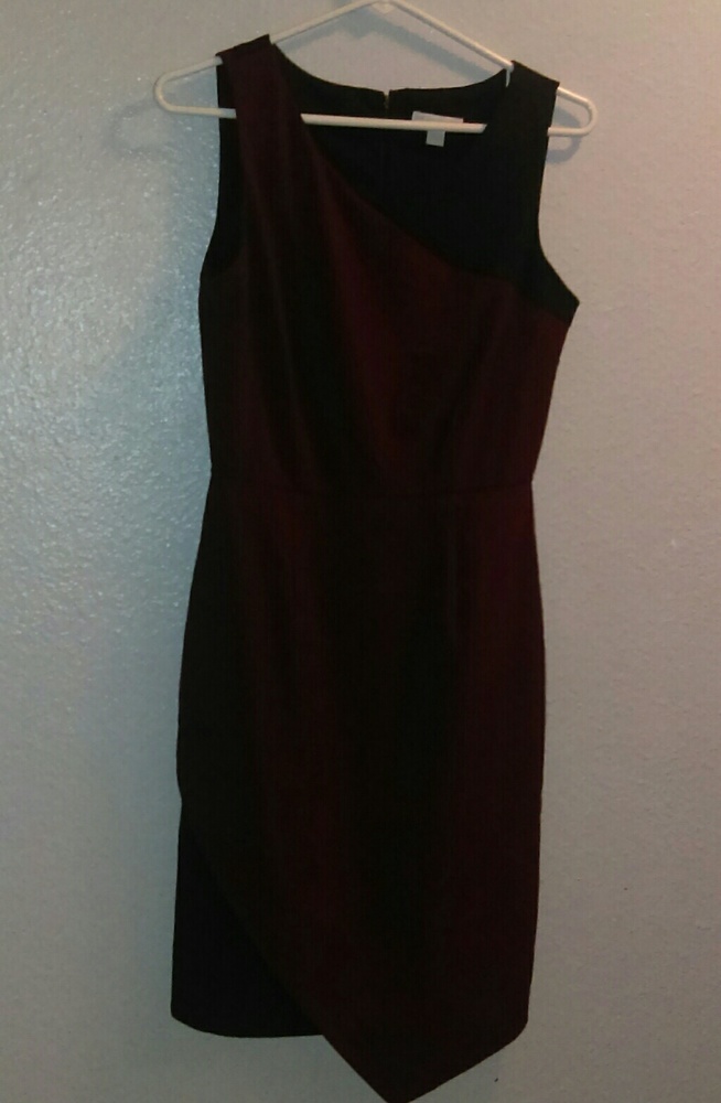 New York & Company burgundy asymmetrical dress